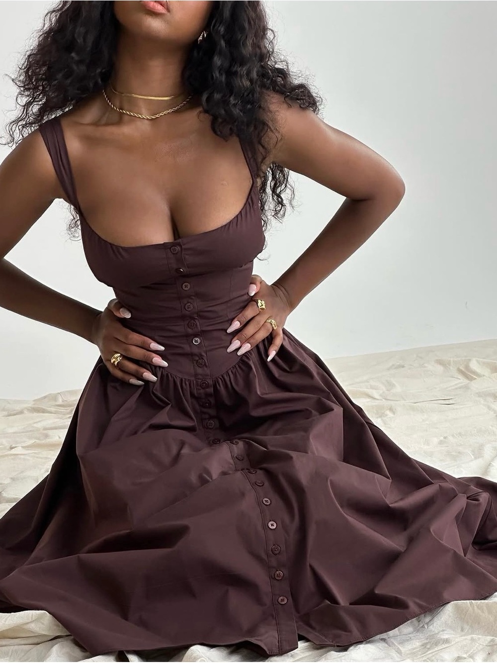 House of cb Tatiana rich brown midi sundress - Picture 3 of 16